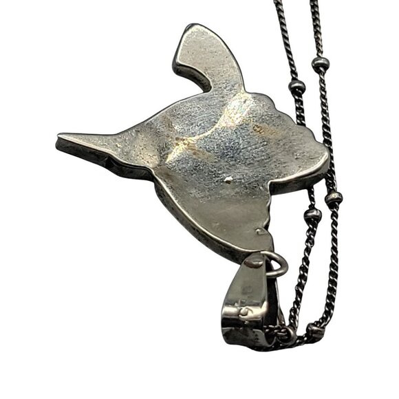 950 Fine Silver Channel Inlay Hummingbird Pendant Necklace 18" 925 Chain… - Picture 8 of 14